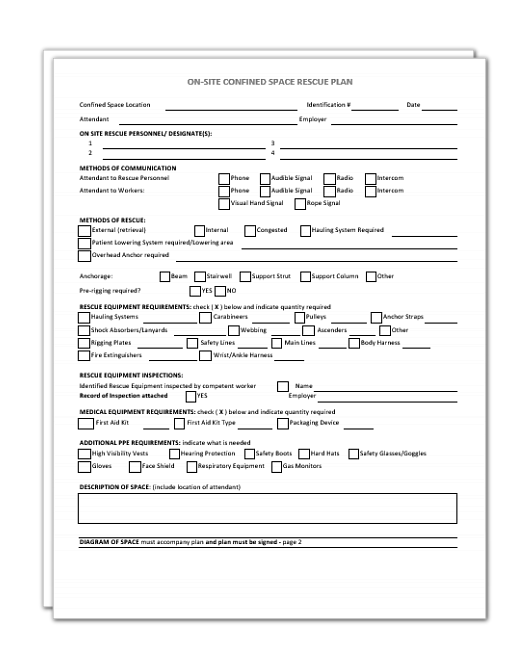  Confined Space Rescue Plan Word Template 
