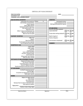 crane lift plan checklist