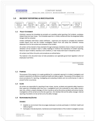 Incident Reporting and Investigation Document