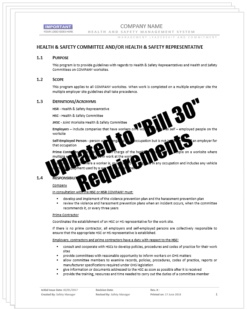 Health and Safety Committees Representatives_Bill 30