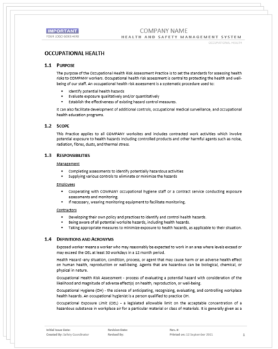 Occupational Health Document