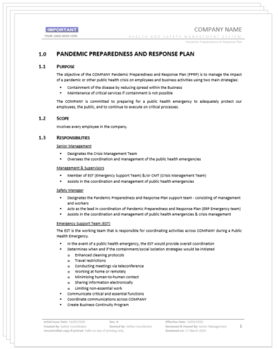 Pandemic Preparedness and Response Plan