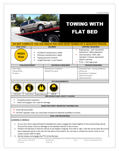 Towing with flatbed